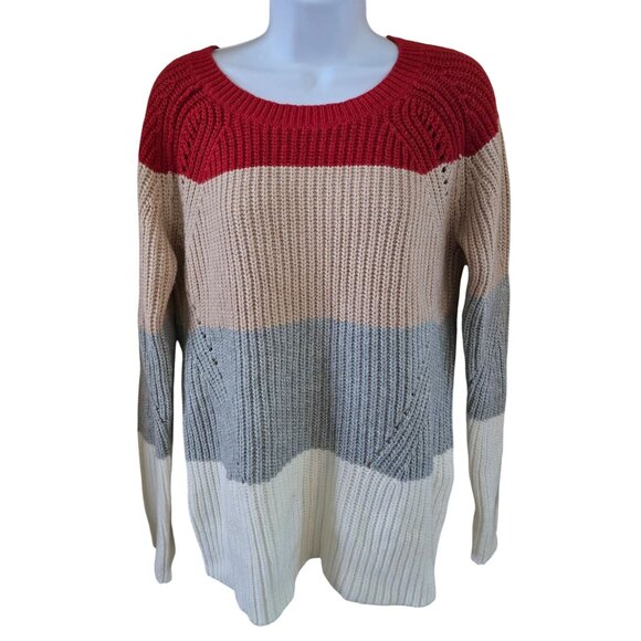 Lucky Brand Womens Colorblock Sweater cottagecore warm soft - Picture 3 of 9
